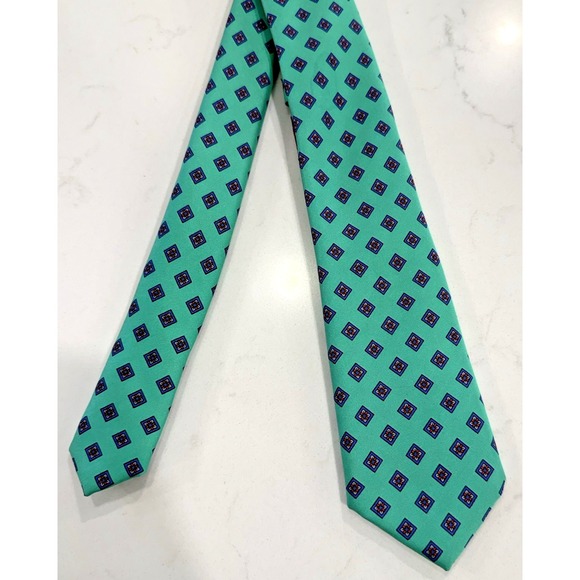 Carlo Colombo Men's Tie Turquoise/Blue/Burgundy 100% Silk Made in Italy EUC - Picture 5 of 8